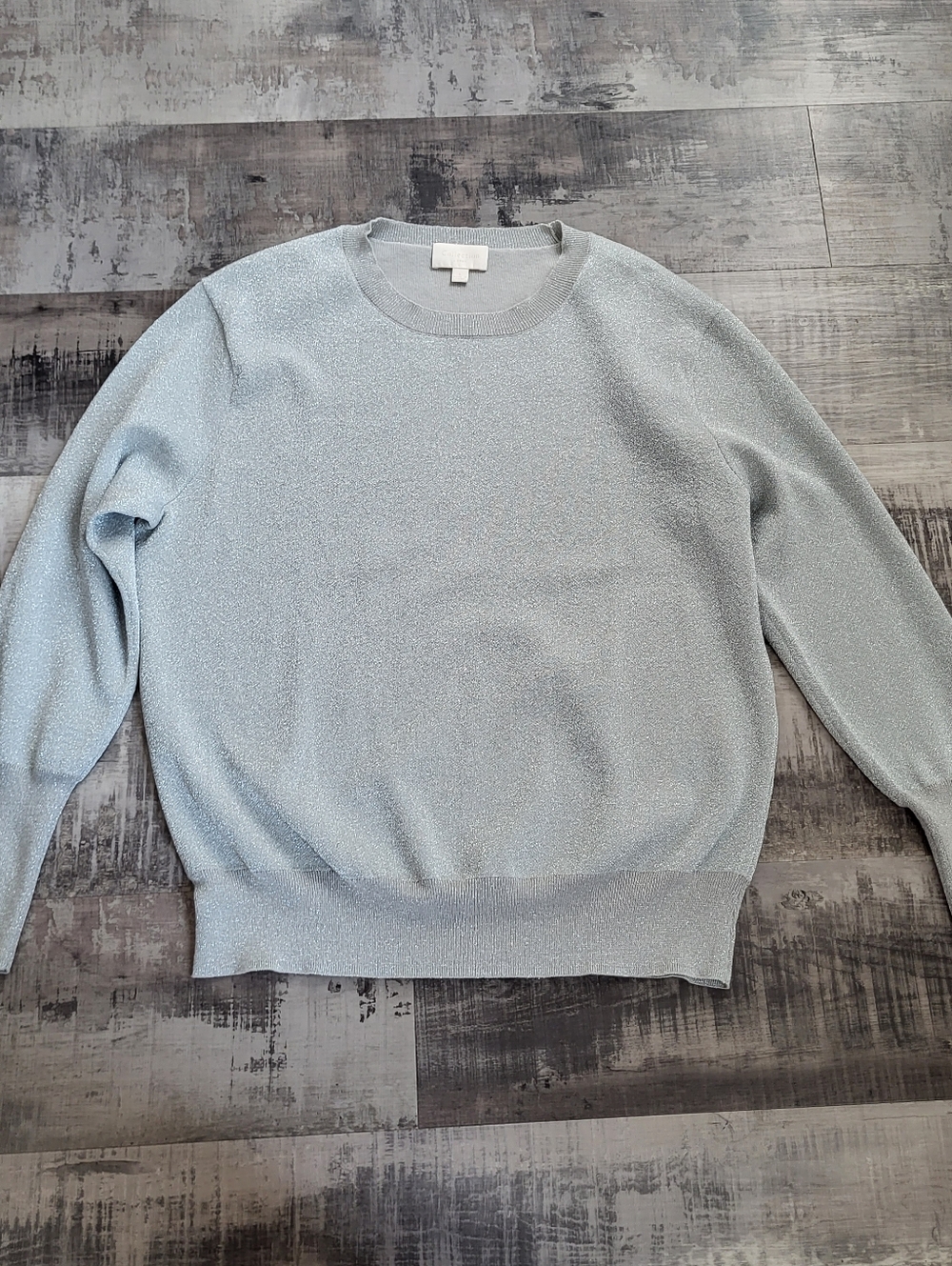 J. Crew Collection Silver Long Sleeve Crewneck Sweater Metallic Womens Sparkly L